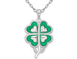 Sterling Silver 4-Leaf Clover Charm Pendant Necklace with Chain